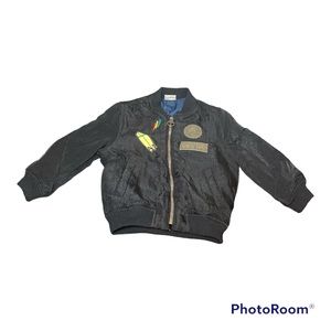 Zara | Toddler 3/4 | Bomber Jacket | Black w/ Patches